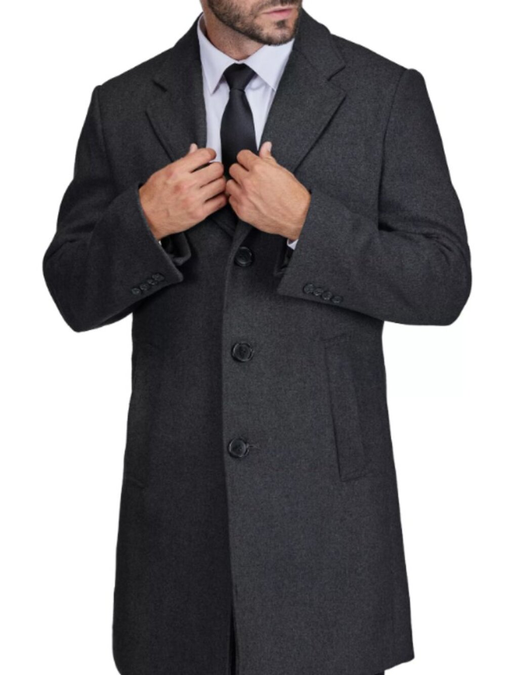 Men's Tailored Wool Blend Notch Collar Wool Blend Walker Car Coat